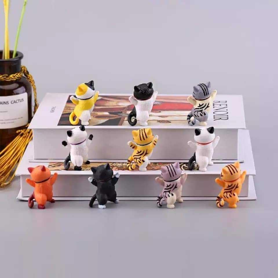 Set of 10 Dancing Cat Beckoning Good Set [BlackCoco] Figurines, Statues, Cats, Fortune, Healing, 10-Piece (Product Code 10)
