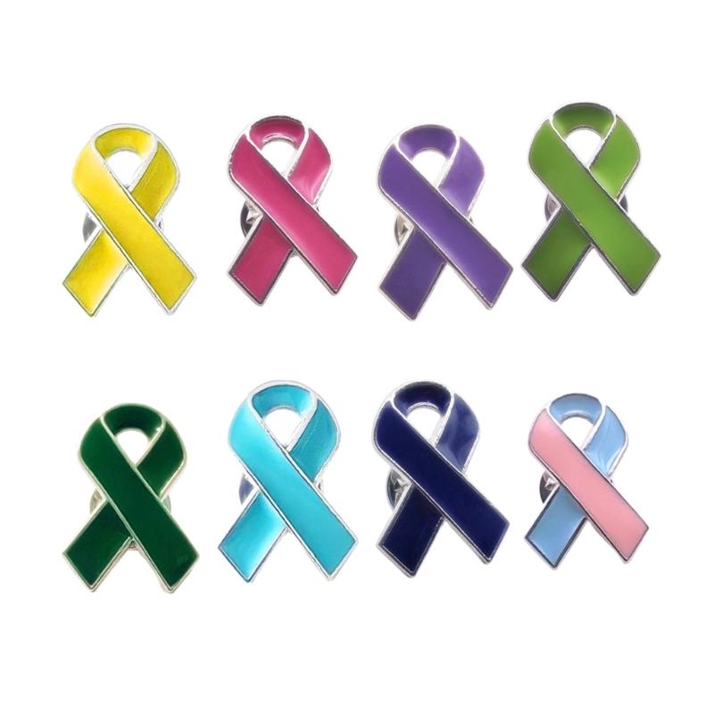 10pcs Women Brooches Ribbon Lapel Pins Breast Cancers Awareness Badge Pin Bowknot Shape Brooch Pin for Women and Girl