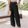 Girls' Simple and Fashionable Versatile Ruffle Edge Patch Pocket Wide Leg Pants