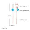 Трендовые длинные серьги-подвески с кисточками для женщин, модные, цвета розового золота, с синим натуральным цирконом, изящные повседневные украшения