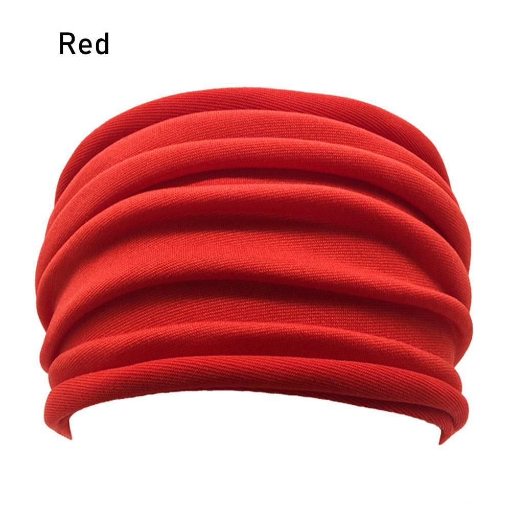 Nonslip Elastic Fold Yoga Hairband Stretch Hair Band Turban Running Headwrap Wide Sports Headband