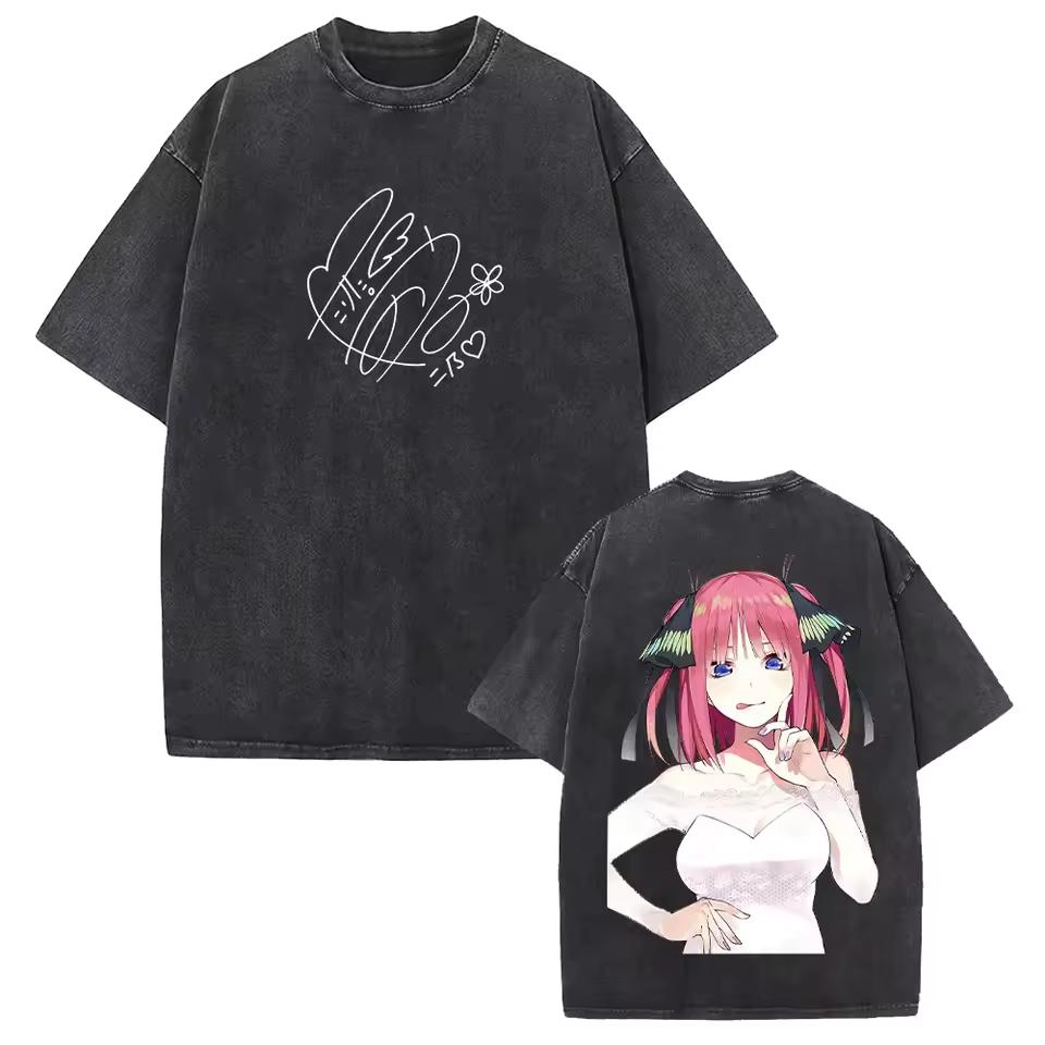 2026 New The Quintessential Quintuplets Nino Cute Anime Graphic‑Print Unisex Washed‑Cotton Vintage Short‑Sleeve T‑Shirt