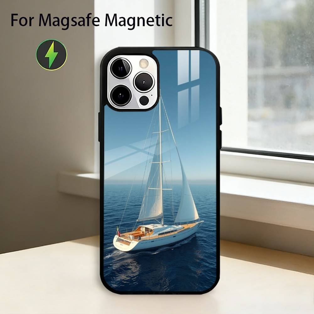 Чехол для телефона Парусный корабль B-Boat для iPhone 17, 16, 15, 14, 13, 12, 11 Plus, Pro Магнитный для беспроводной зарядки MagSafe