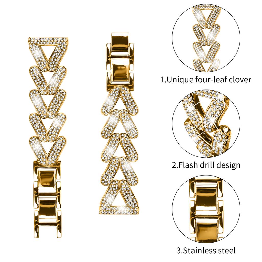 Zinc Alloy Twisted Watch Band Rhinestone Decor for Garmin Forerunner 55/Garmin Venu Watch Strap