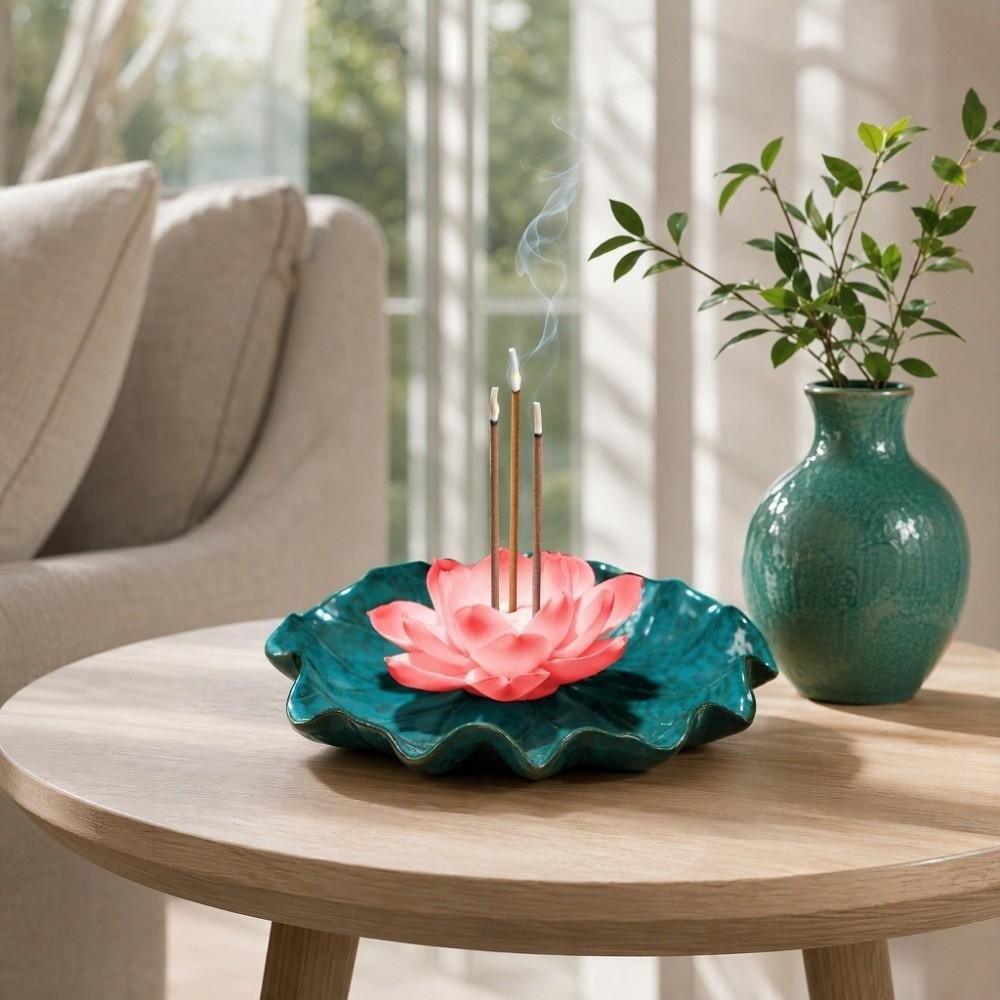 Ceramics Lotus Incense Burner Sleep Aid Lotus Incense Stick Lotus Censer Holder Aromatherapy