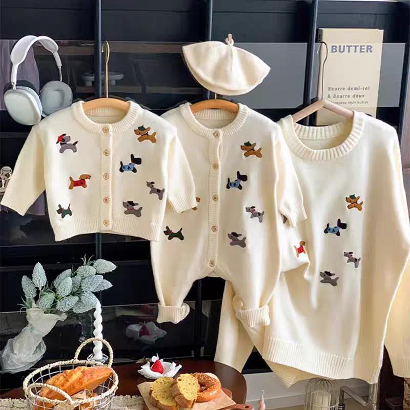 Premium Knitted Family Outfits for Spring & Autumn: Matching Sets for Parent-Child (3 or 4) - Mother-Son & Mother-Daughter Styles
