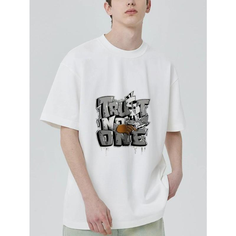 Black T Shirt Trust No One Graffiti Print Streetwear Casual Wear