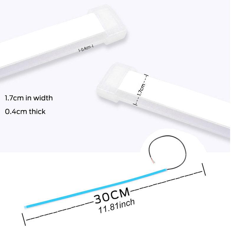 30cm/12inch 2pcs LED DRL Car Daytime Running Light Flexible Waterproof Strip Auto Headlights Brake Flow Lights 12V