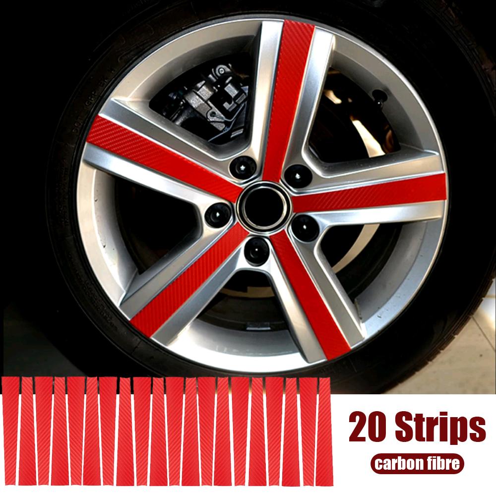 20 шт./компл. наклейка для стайлинга автомобиля, наклейка из углеродного волокна, защитная пленка от царапин, аксессуары для обода ступицы колеса для VW Volkswagen Golf 7