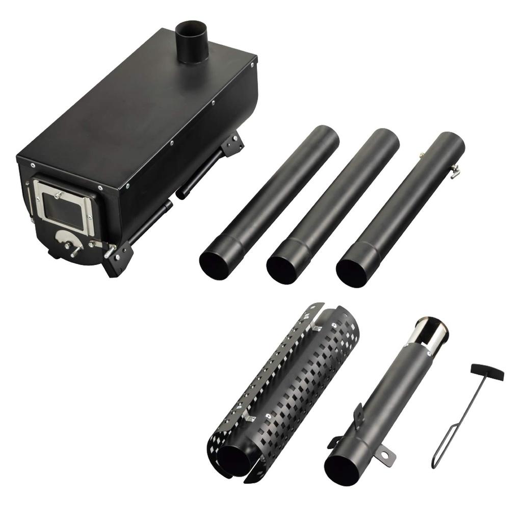 BUNDOK Makisto Дровяная печь Дымоход Костер Простая сборка Кемпинг Жаропрочное стекло Окно Черный Маленький BD-501