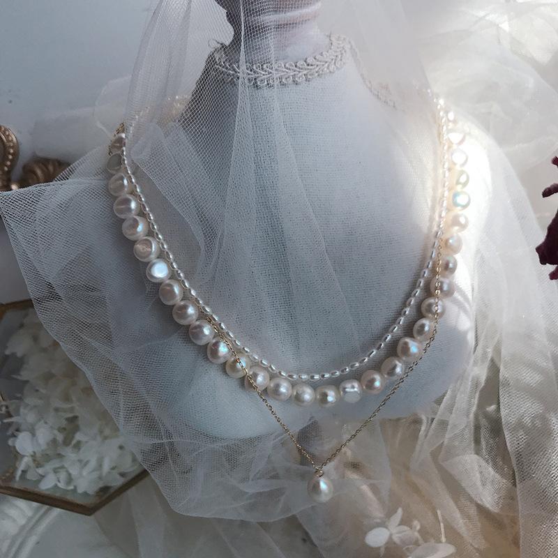 Многослойное ожерелье из натурального пресноводного жемчуга в стиле барокко, обернутое золотом 14 карат, женское ожерелье с феей Хепберн, цепочка на воротник