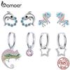 BAMOER Lovely Animal Earring Colorful Zircon Pony, Dolphin Stud Earrings for Women 925 Sterling Silver Jewelry