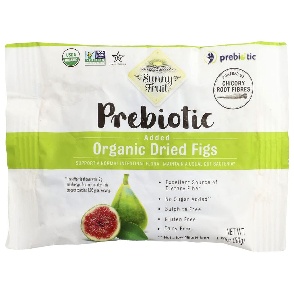 Sunny Fruit, Organic Dried Figs with Prebiotics, 5 Packets, 50g (1.76oz) Each