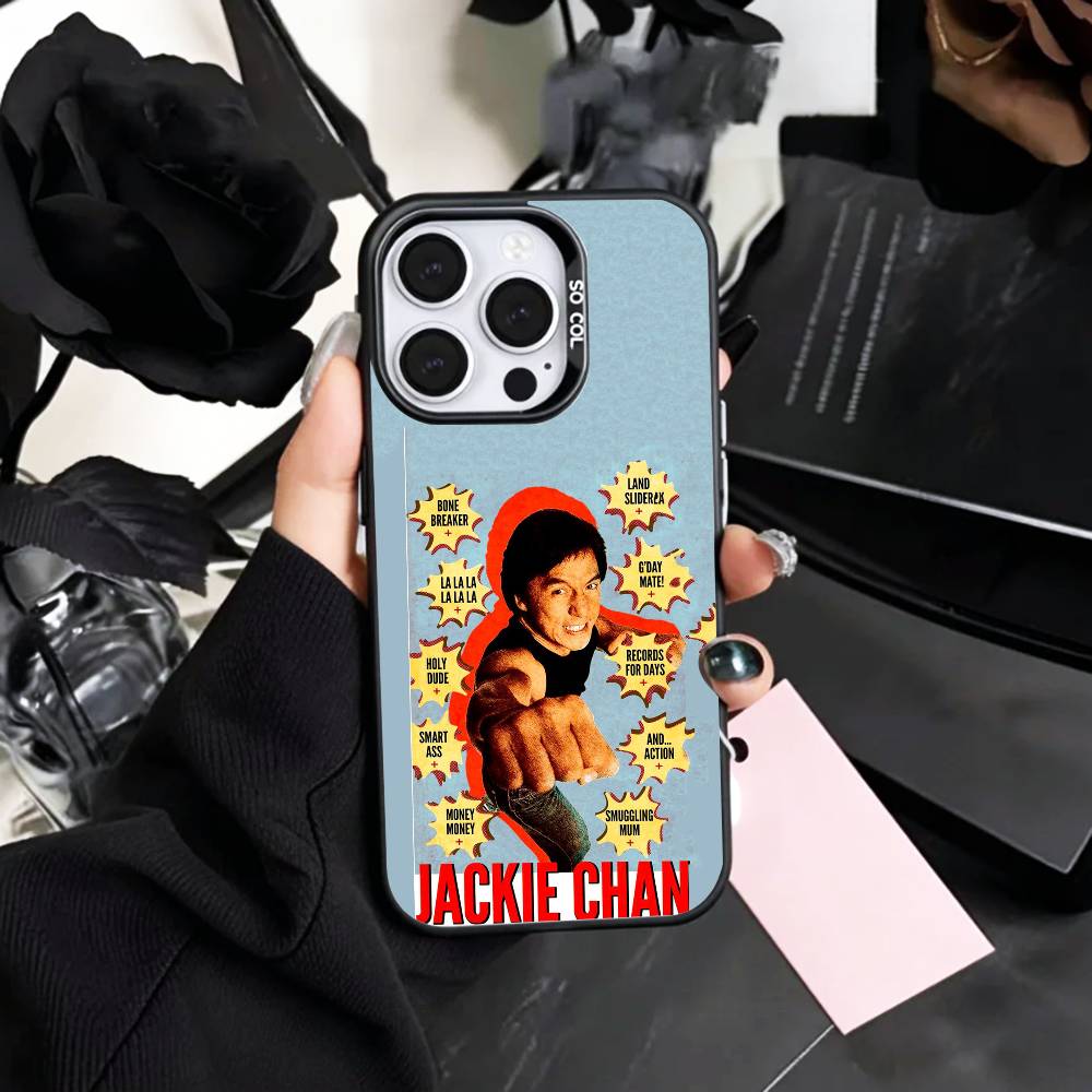 Kung Fu Star J-Jackie C-Chan Phone Case For iPhone17,16,15,14,13,12,11 Plus,Pro Max Colored Silver Plated Inside Cover