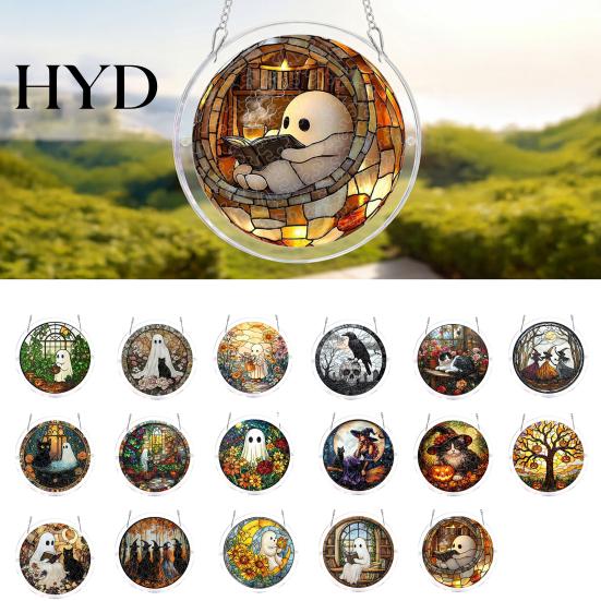 Halloween Puzzle Suncatcher Acrylic Jigsaw Suncatcher, Stained Glass Style DIY Sun No Glue Tools Catcher Puzzles, Gothic Window Hanging