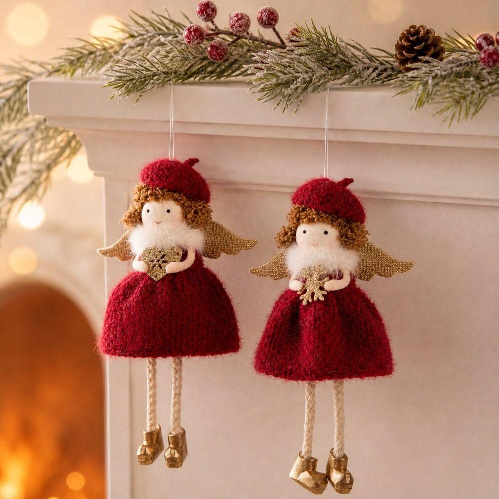 Handmade Christmas Tree Pendant Plush Angel Xmas Plush Decor Christmas Hanging Charm Home Festive