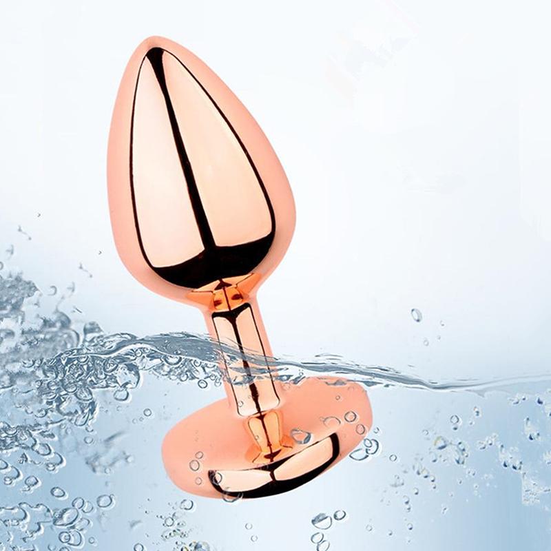 Rose Gold Heart Shape Crystal Metal Anal Beads Butt Plug Prostate Massager Stimulator Adult Gay Products Sex Toy For Female Male