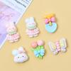 Розовые и белые мультяшные кролики, полимерные шармы для обуви для DIY украшений и заколок для волос