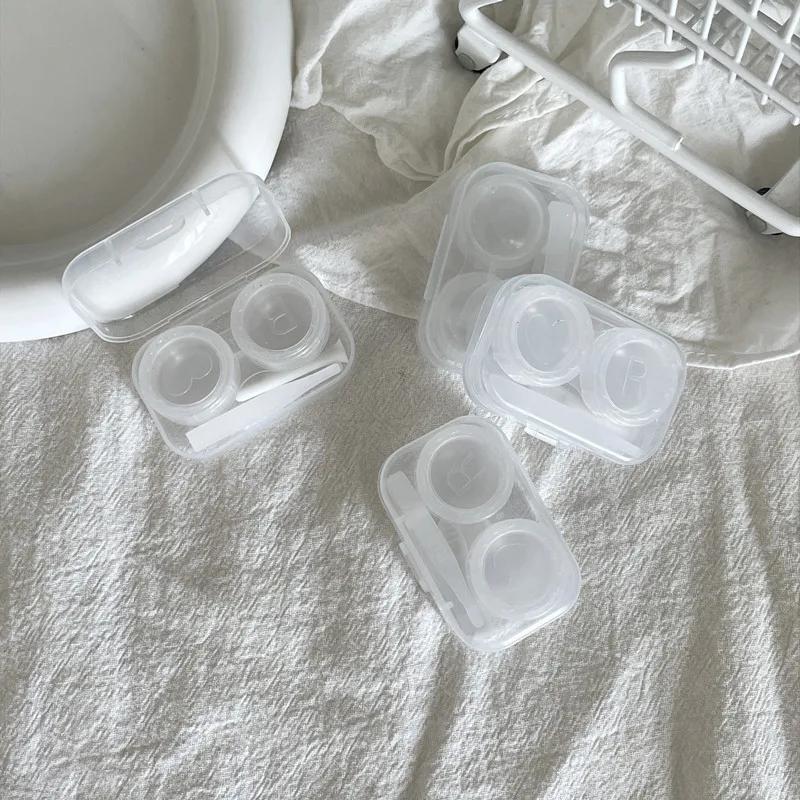 Ins Минималистичный прозрачный футляр для контактных линз для женщин, дорожный футляр для цветных контактных линз, футляр для контактных линз с пинцетом