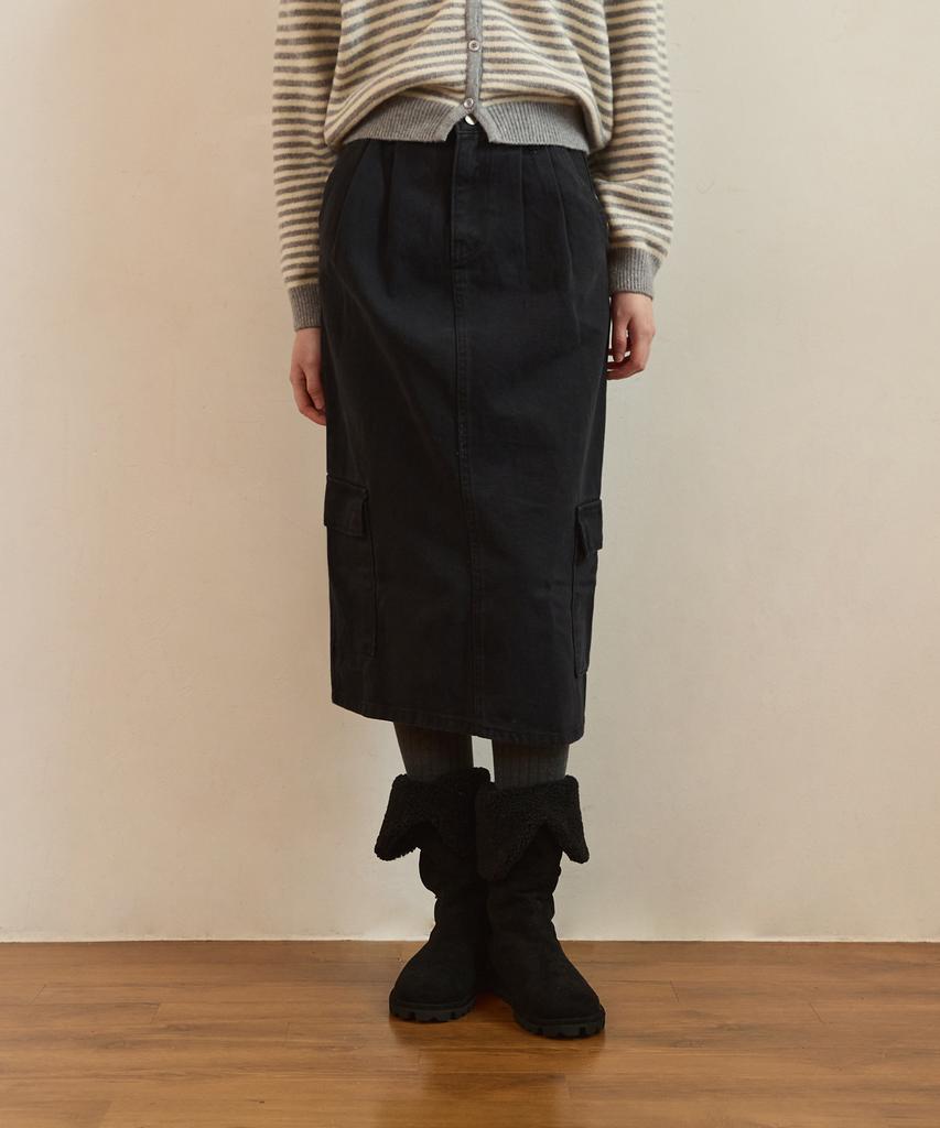 Adowl Lata Cargo Pocket H Line Skirt - Navy