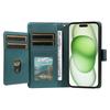 For iPhone 15 Plus Case with Multi-Card Holder and Strap PU Leather Phone Cover Stand
