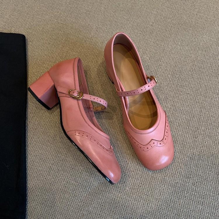 Версия в наличии~ Универсальные туфли Мэри Джейн с пряжкой на одном слове, с толстым каблуком, женские, ретро, с квадратным носком, из мягкой кожи, маленькие одинарные туфли
