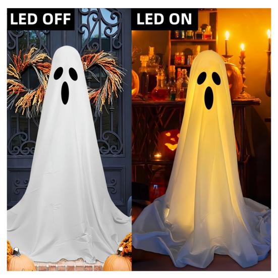 Украшение призрака Хэллоуина Светящийся двор Переднее крыльцо Стоящий декор призрака со светом ужасов Жуткий декор Хэллоуина для домашнего двора