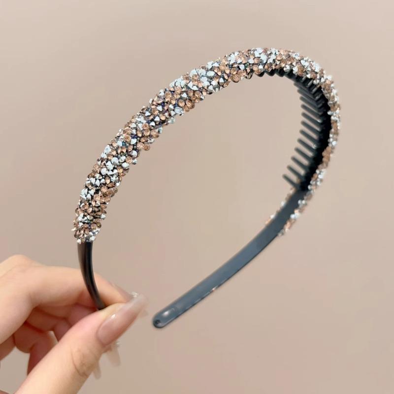 Элегантная бархатная зубчатая нескользящая повязка для волос и резинка для волос со стразами для женщин