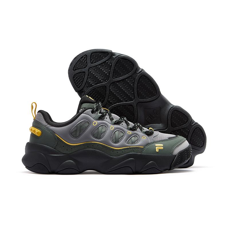 Fila Fusion Водяной медведь Медвежья лапа Обувь Мода Повседневная Универсальная Ретро Баскетбольные кроссовки Мужские кроссовки Черный Серый T12M543201FCB