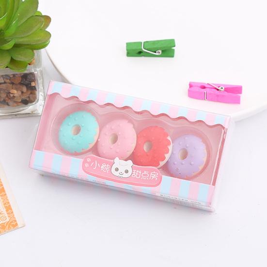 16pds/4boxs Erasers Cute Food Shape Cartoon Lollipop Ice Cream Doughnut Popsicle Safe No Odor Entertainment Sweet Color Kids Toy Children Stationery