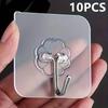 10pcs Transparent Adhesive Hook, Multifunctional Hanging Storage Rack, For Home Room Wall Door Cabinet