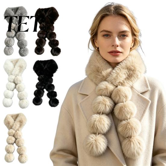 Convenient Magnetic Closure Scarf Women Faux Fur Scarf, Winter Neck Warmer with Buckle, Soft Fluffy Elegant Draping Design Plush Long Collar for Cold