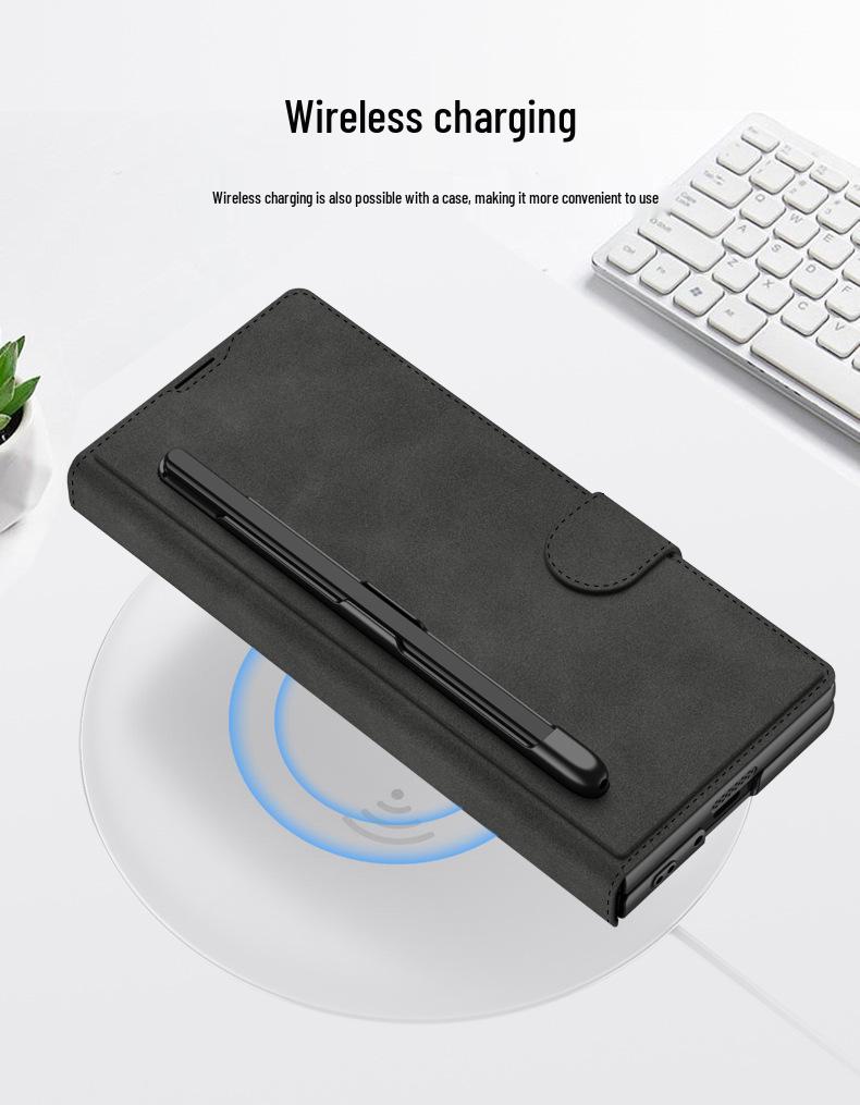 Чехол-книжка Samsung Z Fold 6 Armor Flip из кожи со слотом для стилуса - Полностью закрывающийся бизнес-кейс