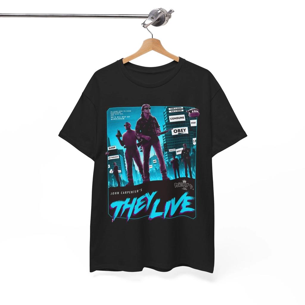 John Carpenter They Live 1988 Movie 100% Cotton T-shirt Mens Tees Top Unisex Heavy Cotton Tee