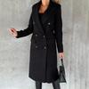 Women's Midi Long Wool Coat Double Breasted Trench Coat Classic Notch Lapel Peacoat