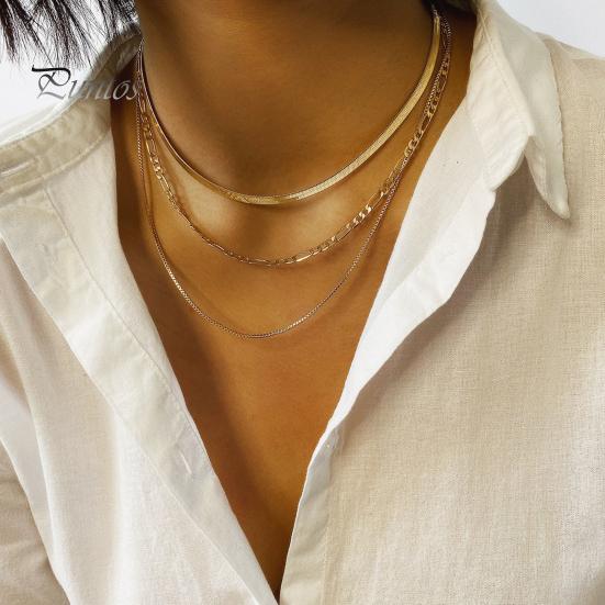 3-слойное женское ожерелье в стиле панк, крутой золотой, серебряный цвет, регулируемая цепочка из змеиной кости, многослойное ожерелье, модные аксессуары, подарок