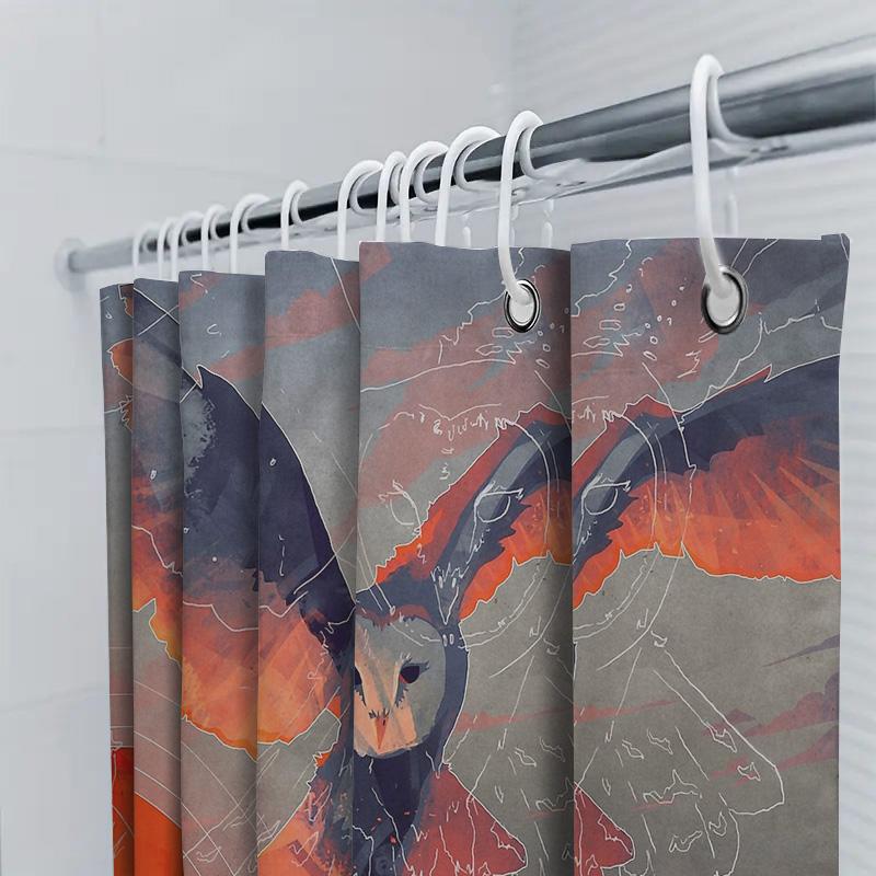 Owls Shower Curtain Nature Forest Birds Wildlife Tapestry Home Decor Bathroom Set Vintage Artistic Wall Hanging Room Divider