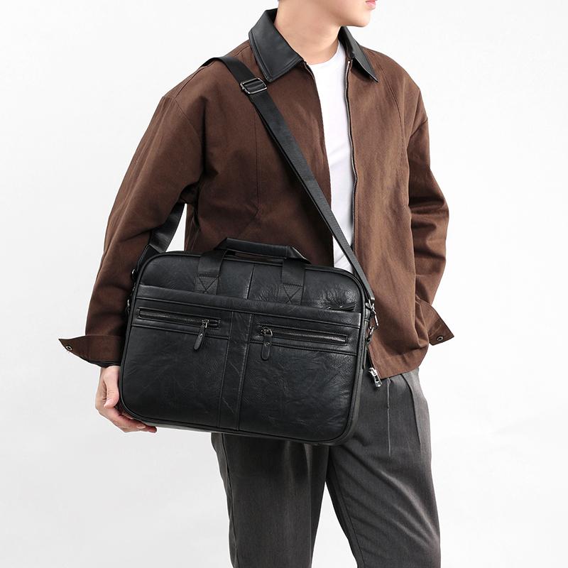 Многофункциональная застежка-молния, деловой портфель, большая вместимость, сумка для ноутбука 15,6 дюйма, мужская сумка через плечо