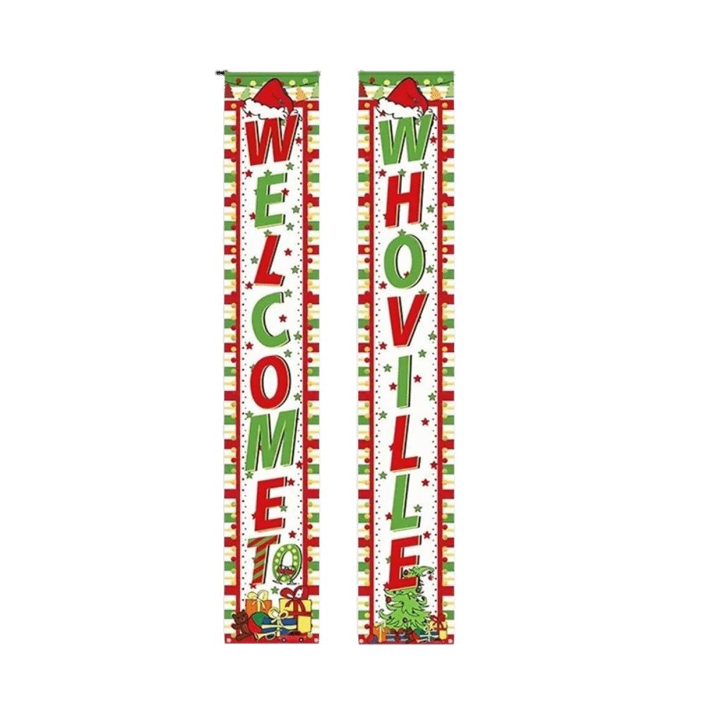 2D Flat Christmas Flag Banners Snowman Christmas Hanging Flag Door Couplets Banner Indoor Outdoor