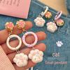 Cute Bell Cat Paw Keychain: Cartoon Bag Pendant & Schoolbag Decoration