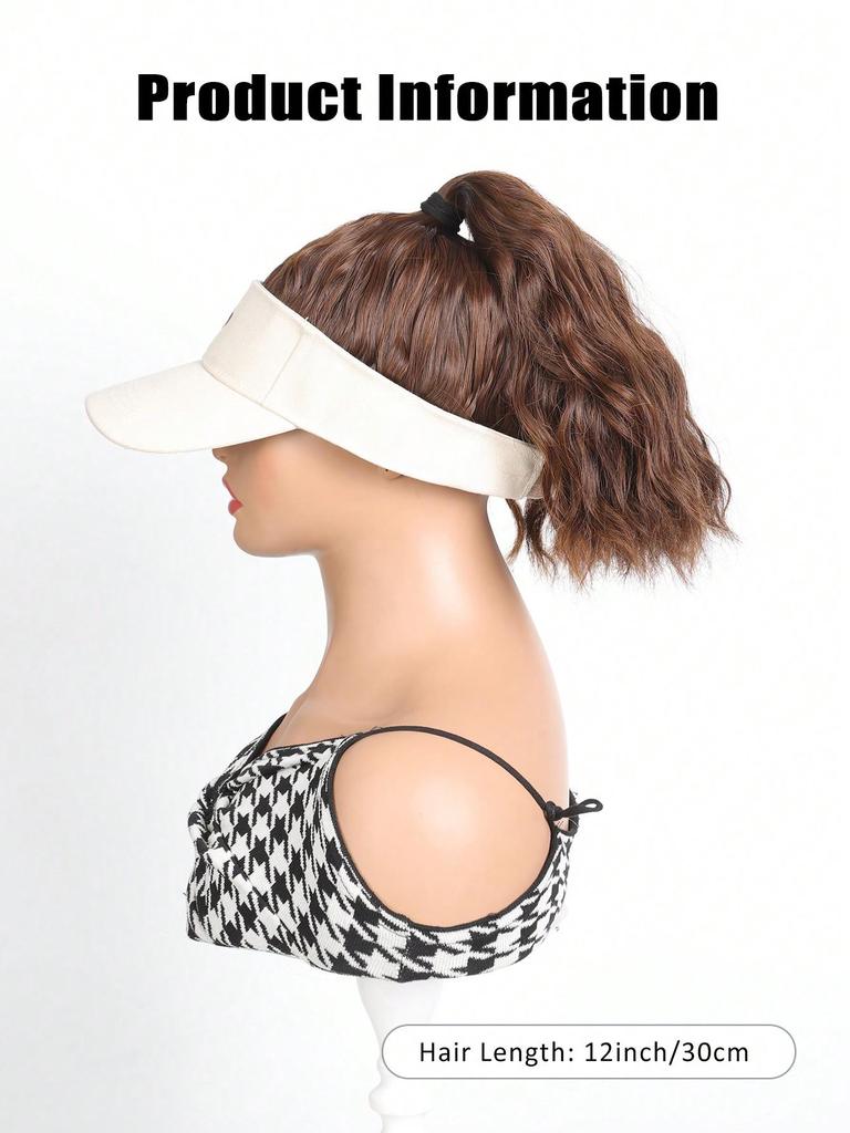 Синтетическая шляпа парик белая шляпа с волнистым хвостиком термостойкие синтетические волосы для женщин шляпа и парик в одном куске для ежедневного использования