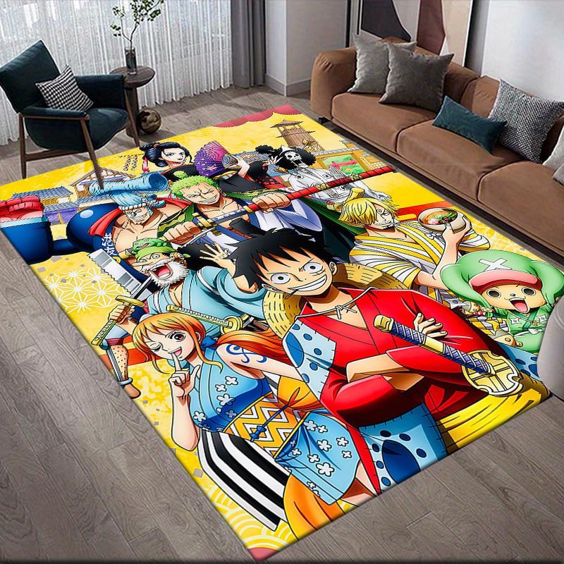One Piece Straw Hat Members 2 Anti-Slip Floor Mat, Rectangular Carpet for Living Room & Sofa Zone