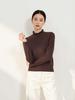 Autumn Winter Women's Seamless Wool Sweater – Ruffle Trim, Slim Fit, High Neck, Machine Washable Base Layer, Solid Color.