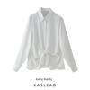 Kaslead Новое поступление Женская мода Стиль Галстук-бабочка Драпировка Свободный Длинный рукав Лацкан Повседневная рубашка 2298057