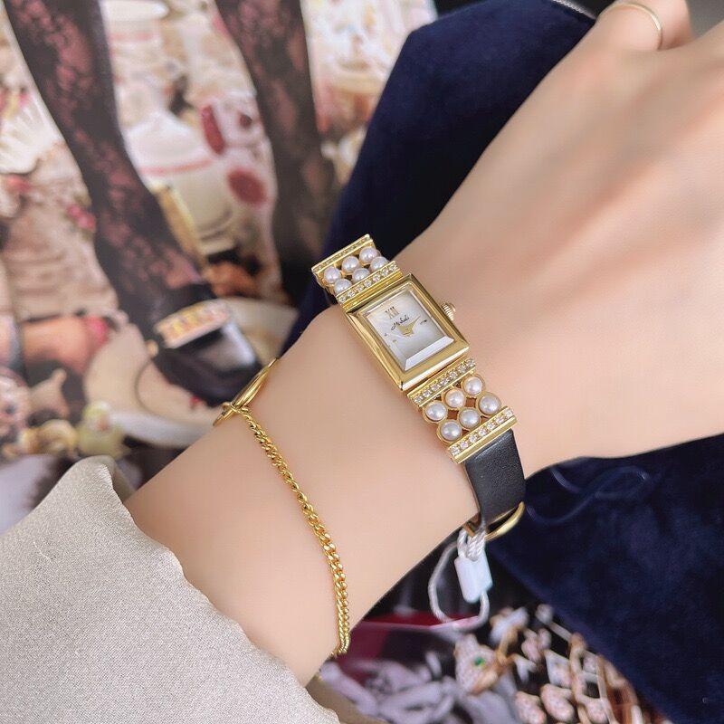 Watch Women'S Freshwater Pearl Fritillary Retro Small Square Watch Women'S Watch Square Belt Small Watch