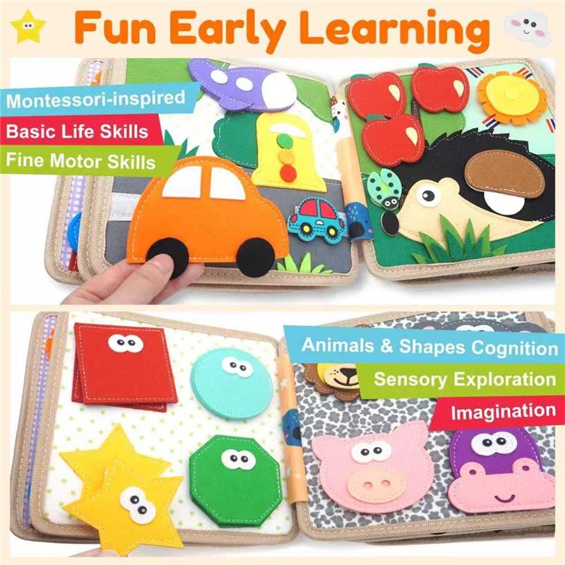 Educational Plane Toys Busy Board - Motor Skills Learning Busy Book Quiet Activity Sensory Toy for Boys & Girls Birthday Gift