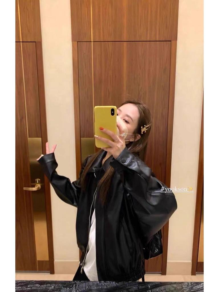 Женская ретро-мотоциклетная куртка из искусственной кожи, облегающая фигуру, весенне-осенний стиль.