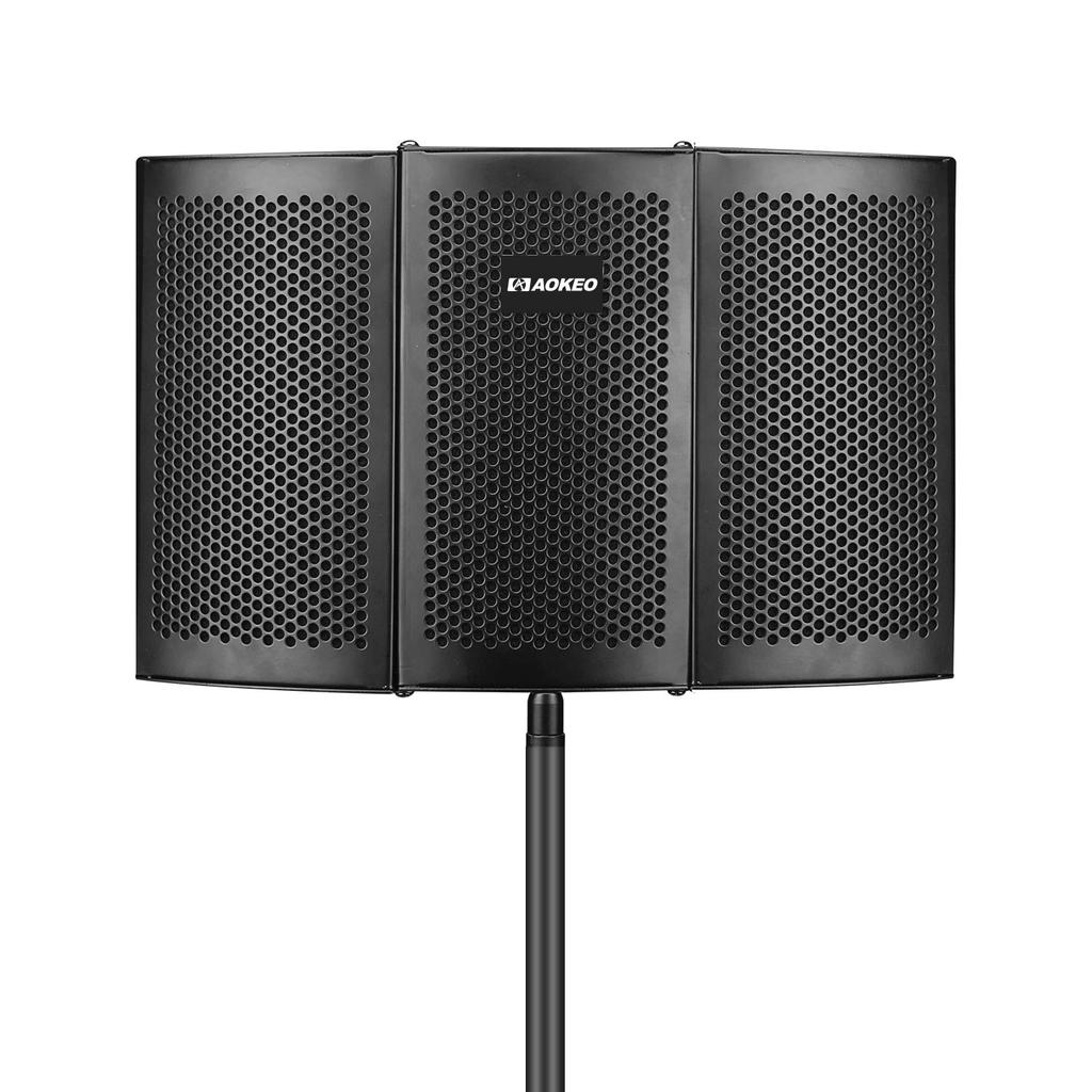 Аокео Микрофонная звукоизоляция, Звукопоглощающий экран, Складной микрофонный изоляционный экран для записи вокала и вещания, Фильтр отражений,