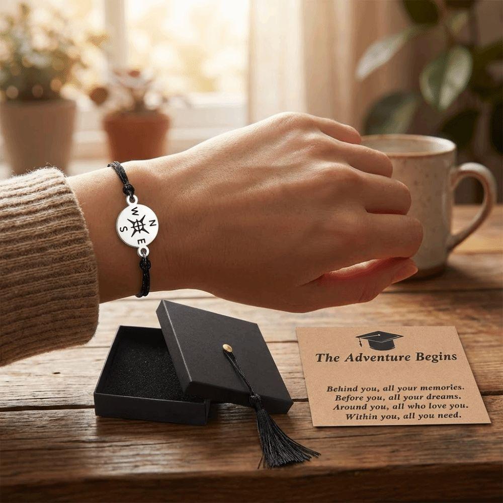 Hand Woven Compass Charm Wristband Friendship String Bracelet College Graduation