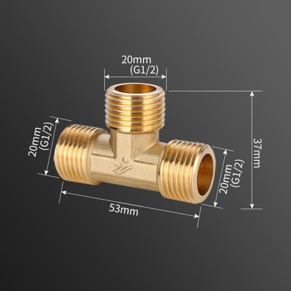 New 1/2 BSP Pneumatic Plumbing Connector Tee Type Male/Female Thread Copper Fittings Water Oil Gas Adapter